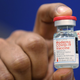 A bottle of the Moderna covid-19 vaccine.